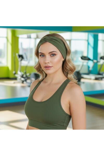 Butikgiz Women's 100% Cotton Combed Stretchy Cross-Tied Sports Sweat Hair Band