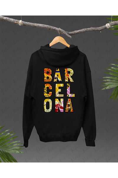 Nulivez هوديي كبير الحجم للجنسين بتصميم برشلونة مطبوع على الظهر، عالي الجودة