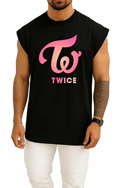 Bahriyeli Collection Oversize Twice K-Pop Logo Lıkey Signal Tank Top with Chest Design