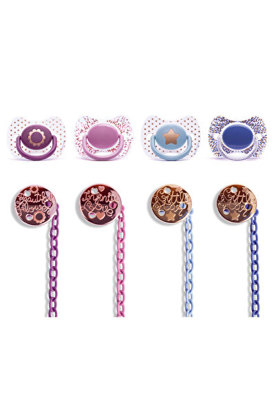 Suavinex - لهاية سيليكون ممتازة للأطفال من عمر 4 أشهر + سلسلة لهاية ممتازة