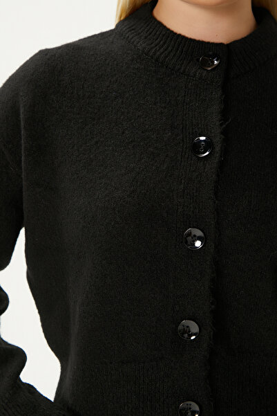 Ritnice Women's Tilia Crop Black Knit Cardigan