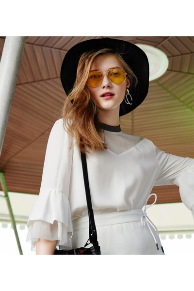 Lisinya نظارة قطرة بإطار معدني ذهبي للجنسين (مع صندوق) (ليسينيا)