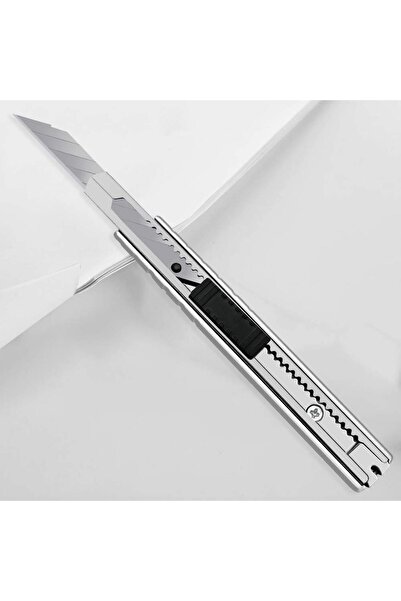 MUBX 1 Adet İnce Metal Gövdeli Cep Tipi Mini İnce Maket Bıçağı Falçata 9mm