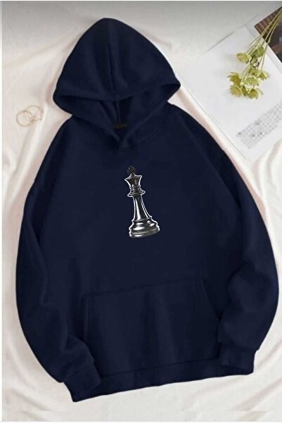 tkn your style Унісекс-футболка з принтом у вигляді шахових фігур, модна, великого розміру, з капюшоном