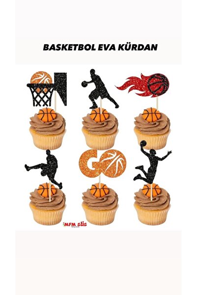 MFM Basketbol temalı Eva pasta kürdanı 6 adet