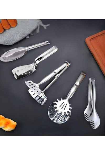 package home مجموعة ملاقط وأدوات المطبخ المصنوعة من الستانلس ستيل الفاخر