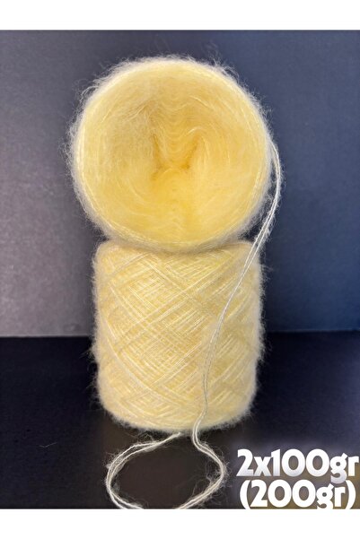 Ana&Kuzusu İplik Limon sarısı (2 kat sarım) ince moher örgü ip 200gr