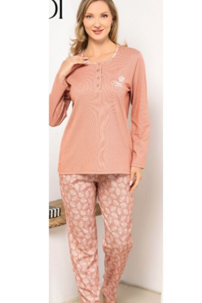 melodi Uzun Kollu Pamuklu Esnek Kumaş Kadın Pijama Takımı