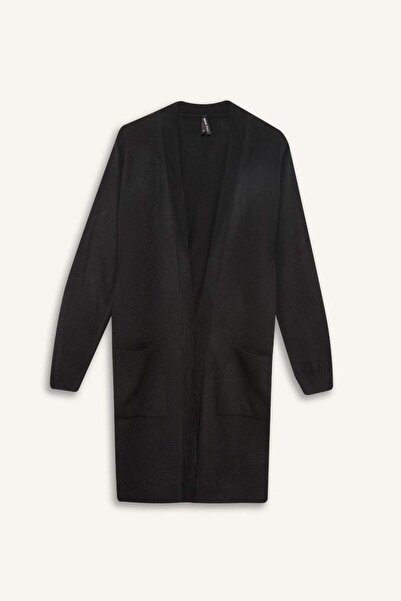 DeFacto New Season Regular Fit V-Neck Basic Plain Pocketed Long Knit Cardigan