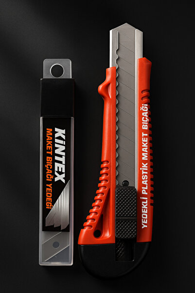 MUBX Maket Bıçağı Falçata Büyük Boy ve 4Adet Yedek Maket Bıçağı Ucu Seti