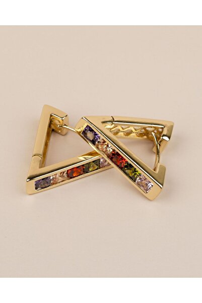 Portakal Esintisi Triora Xuping Inverted Triangle Steel Earrings with Zircon Stone