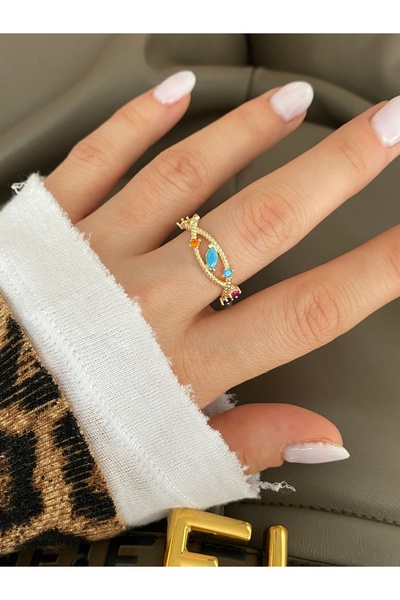 Pinery Jewels خاتم نسائي بتصميم بسيط مع أحجار كريمة قابلة للتعديل من الأسفل