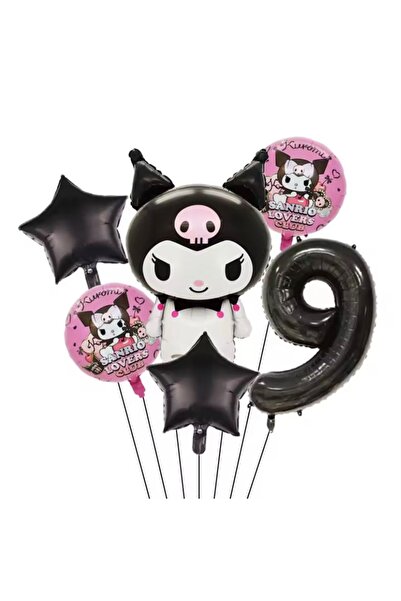 MFM مجموعة بالونات فويل بتصميم كورومي لعمر 9 سنوات، 6 قطع باللون الأسود