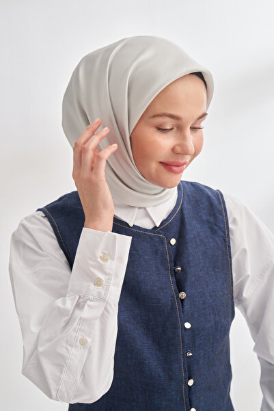 ARMANDA Premium Twill Silk Scarf - Silver