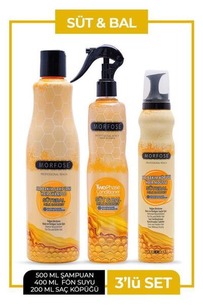 Morfose Süt&bal 3 lü saç bakım seti şampuan&fön suyu&köpük