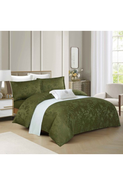 FIONNA.RO Premium Satin Bed Linen With Elastic Pattern - Green