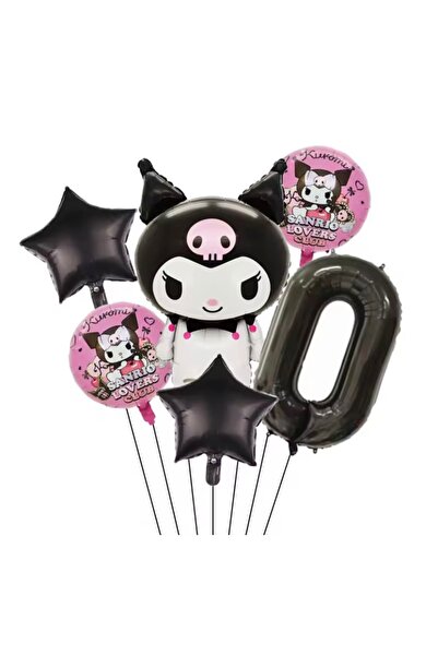 MFM مجموعة بالونات فويل بتصميم كورومي لعمر 0 سنة، 6 قطع باللون الأسود