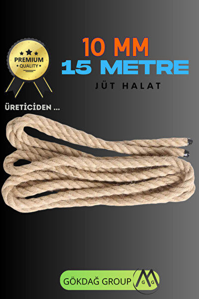 GÖKDAĞ GROUP 10 MM 15 Metre Jüt Halat Dekoratif Hasır İp Urgan Maket
