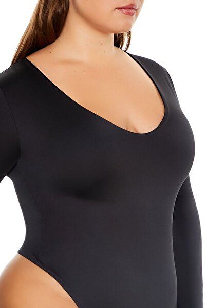 Forever 21 Plus Size V Yaka Bodysuit