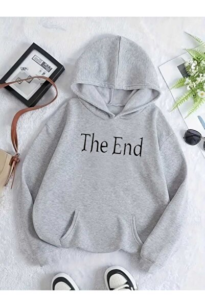 tkn your style Hanorac oversize unisex cu glugă, cu design The End Print Trend