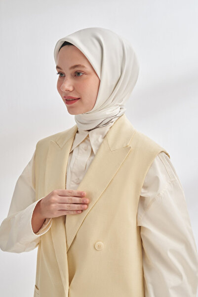 ARMANDA وشاح حريري فاخر من التويل - أبيض فاتح