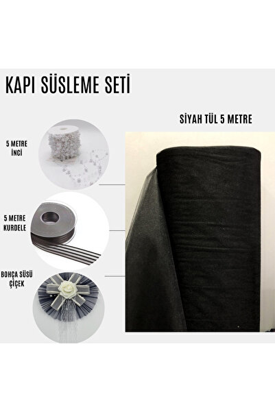 Fiyonks Atölye Decoration Set Package, 5 Meters of Tulle, 5 Meters of Ribbon, Decorative Flower, Door Decoration Tulle, Bundle Tulle