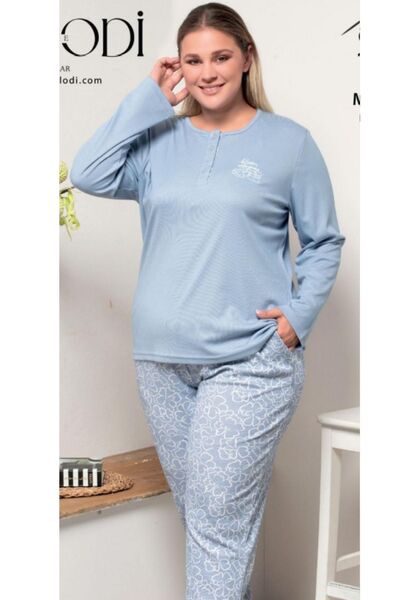 melodi Set de pijamale pentru femei cu mâneci lungi din țesătură din bumbac lycra