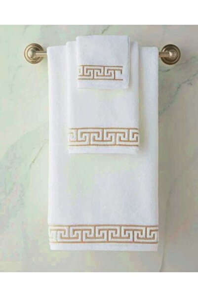 OEM Set 2 towels, 100% cotton, size 50x90 cm + 70x140 cm White with golden border