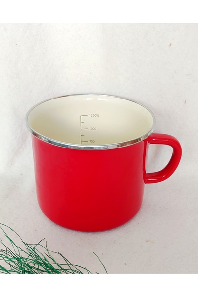 EBRULİEMAYE Red Enamel Milk Pot 1.5 Liters 12 cm Diameter Yogurt Milk Soup Egg Boiling Pot