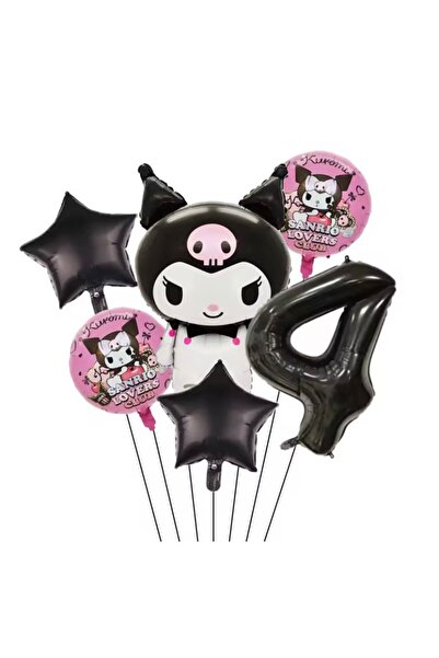 MFM مجموعة بالونات فويل بتصميم كورومي لعمر 4 سنوات، 6 قطع باللون الأسود