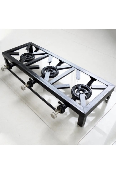 ORIAN موقد غاز متين من الحديد الزهر بثلاث حلقات - موقد تخييم محمول وموقد شواء