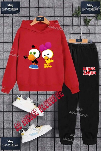 SS SİNSER Детски унисекс комплект от спортен екип с качулка и специален принт...
