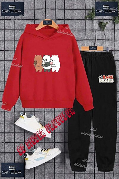 SS SİNSER Children's Unisex "Pandas 3-Piece Ice Cream" Custom Printed Hooded ...