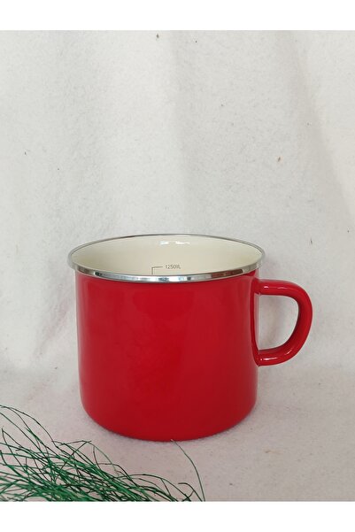 EBRULİEMAYE Red Enamel Milk Pot 1.5 Liters 12 cm Diameter Yogurt Milk Soup Egg Boiling Pot