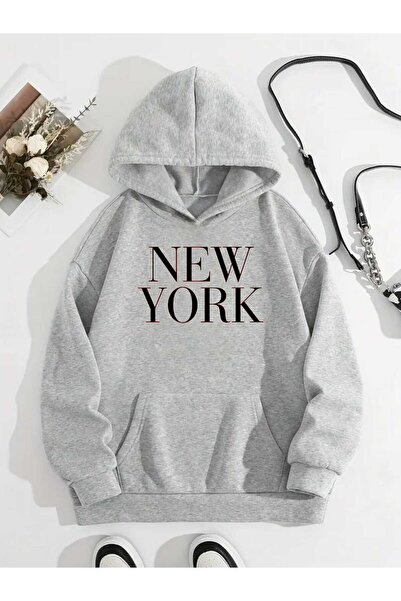 tkn your style Unisex majica sa kapuljačom sa New York print dizajnom Oversiz...