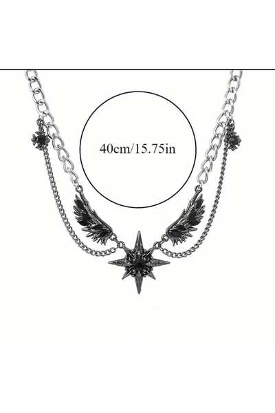 DÜKKAN DESİGN ÇELİK ÇOKLU YILDIZ GOTİK KOLYE