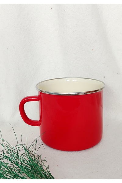 EBRULİEMAYE Red Enamel Milk Pot 1.5 Liters 12 cm Diameter Yogurt Milk Soup Egg Boiling Pot