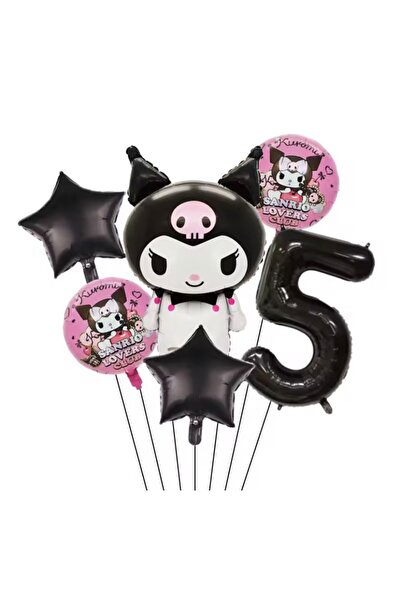 MFM Σετ μπαλόνια με θέμα το Kuromi, 5 ετών, 6 τεμάχια, μαύρο