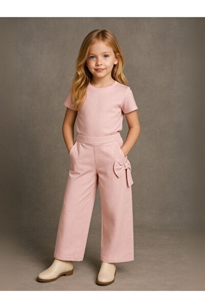 Zekids Girls' Wide-Leg Pants with Bow Detail