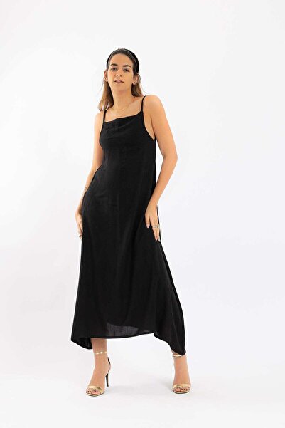 CARINA Women's Wide-Strap Solid Midi Dress