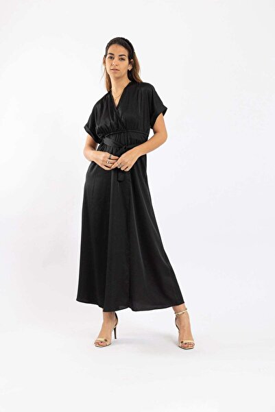 CARINA Women's Solid Wrap Midi Dress