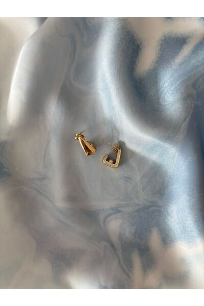 İnci Detaylı Gold Küpe