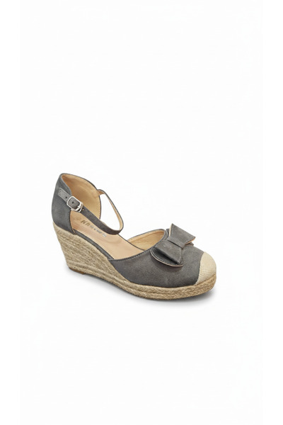 Generic Grey Bow Detail Women’s Espadrille Wedge Shoes