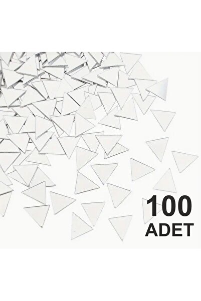 zafrakreklam Dekor Süs Gümüş Üçgen 100x Adet Pleksi Dekoratif 2,5cm Pleksi Ke...
