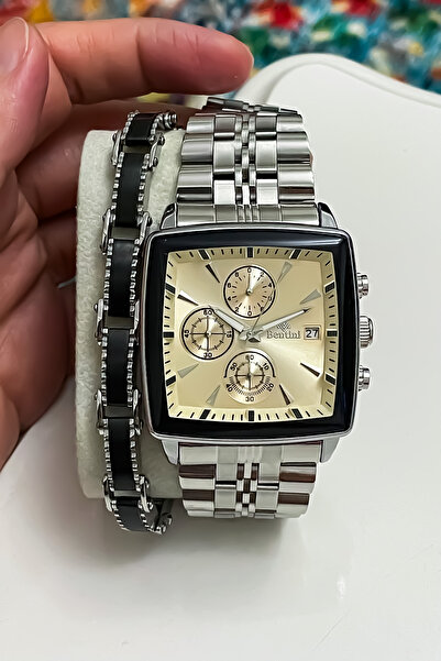 Bentini YENİ SEZON GÜMÜŞ RENK ÇELİK KORDON ERKEK KOL SAATİ BABALAR GÜNÜ HEDİYESİ SEVGİLİLER GÜNÜ