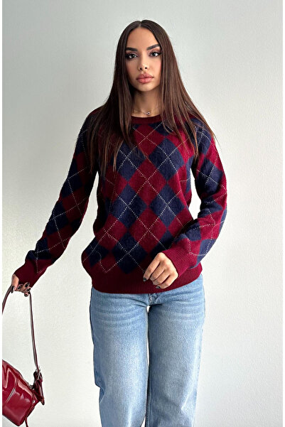 jöns since 1997 Women's Diamond Pattern Crew Neck Sweater