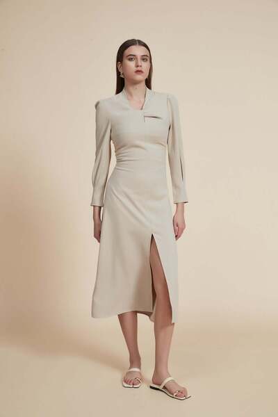 Yola Women's Solid Long-Sleeve Midi Dress