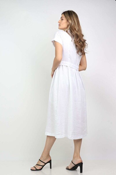 DALYDRESS Women's Solid Midi Shirt Dress