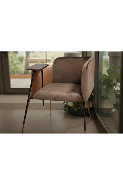 rexa كرسي مخملي عصري مع طاولة جانبية، 76×67×64 سم