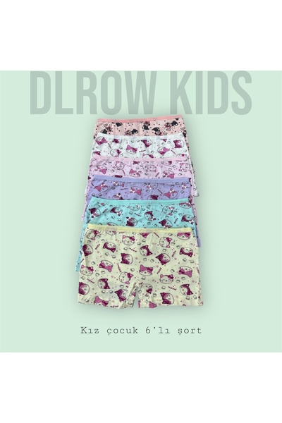 DLROW Girl's 6-Pack Shorts Printed Patterned